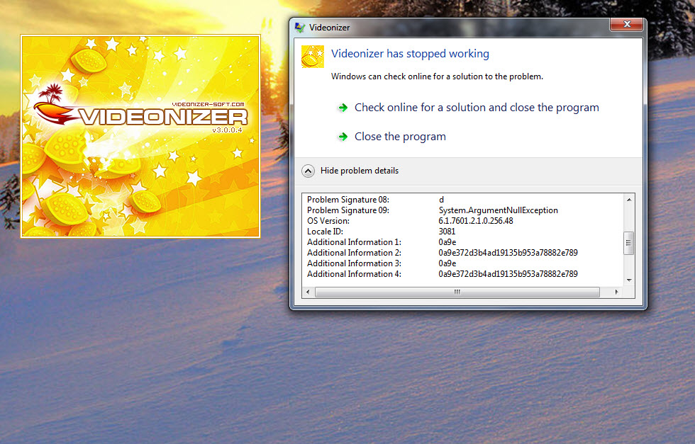 Videoinizer crash on install pic2